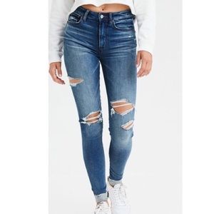 American Eagle Super Stretch Blue Ripped Jeans 2R